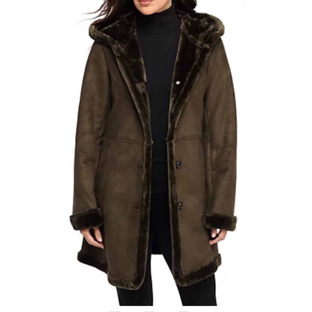 MANTEAUX Long Collar Hood Brown Coat